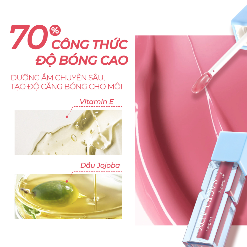 Son Tint Mọng Nước SACE LADY – Bóng Nhẹ Không Dính, Trang Điểm Tự Nhiên
