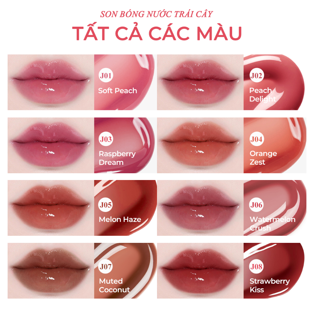 Son Tint Mọng Nước SACE LADY – Bóng Nhẹ Không Dính, Trang Điểm Tự Nhiên