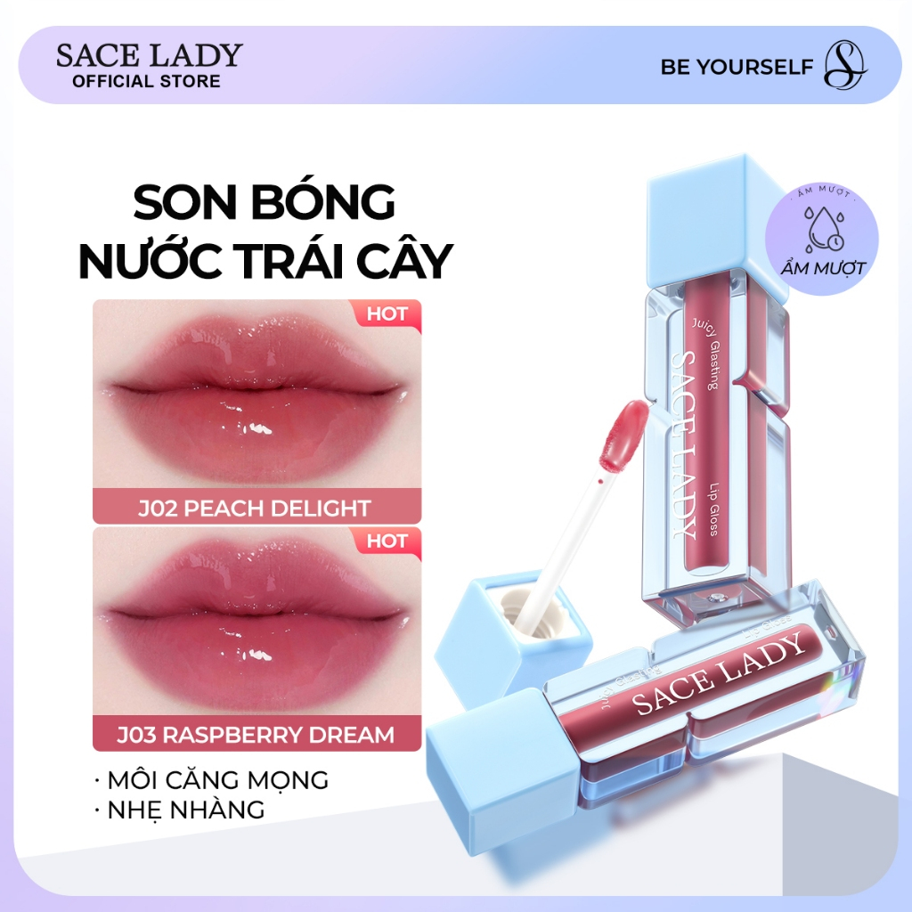 Son Tint Mọng Nước SACE LADY – Bóng Nhẹ Không Dính, Trang Điểm Tự Nhiên