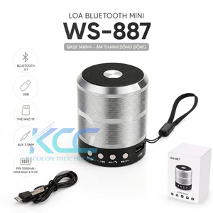 Loa Nghe Nhạc Bluetooth WS-887 Mini Bass Hay Có USB Thẻ Nhớ AUX Nhỏ Gọn Tiện Lợi