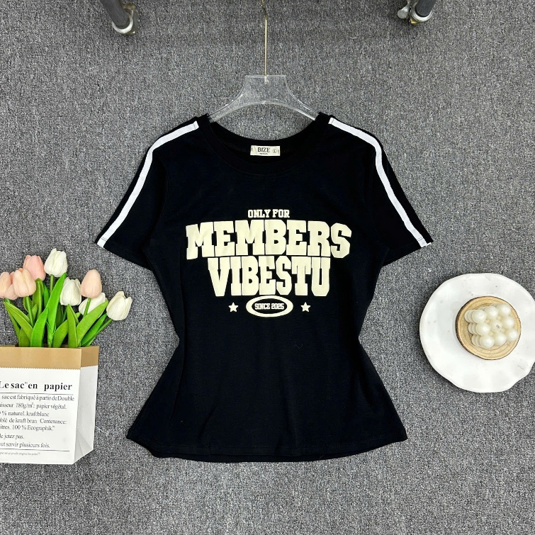 Áo Thun Nữ Basic Tay Ngắn Cổ Tròn In Chữ Form Ôm Co Giãn Big Size 55-90Kg AT9074 Dieu Trang Fashion