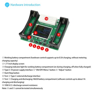Máy kiểm tra dung lượng và trở kháng pin 18650 mô-đun sạc xả tự động thiết bị tải điện tử Type-C