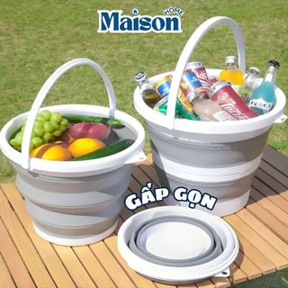Chậu Gấp Gọn Đa Năng Silicon MAISON, Xô Đựng Nước 3L 5L 10L Có Quai Xách Tiện Lợi