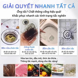 Bột thông cống Bột thông cống bồn cầu Hòa Tan Tóc, Dầu Mỡ, Giấy Chỉ Trong 5 Phút, Không Cần Dùng Pít-tông