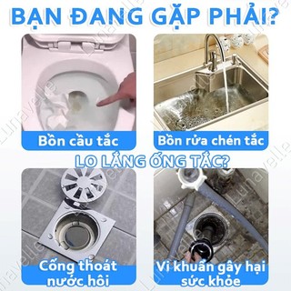 Bột thông cống Bột thông cống bồn cầu Hòa Tan Tóc, Dầu Mỡ, Giấy Chỉ Trong 5 Phút, Không Cần Dùng Pít-tông
