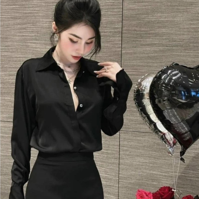 Áo Sơ Mi Nữ Dài Tay Chất Lụa Bóng Mịn Công Sở Thanh Lịch Big Size AT9064 Dieu Trang Fashion