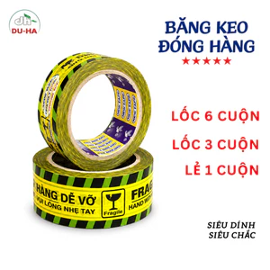 Lốc 6 Cuộn Băng Keo Đóng Hàng Dễ Vỡ Siêu Dính Chắc