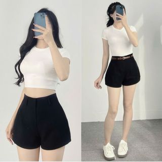 Quần Short Nữ Cạp Cao Dáng A Thiết Kế Đai Lưng BigSize, Quần Đùi Nữ Ống Rộng Lưng Cao MiSoul 411-470