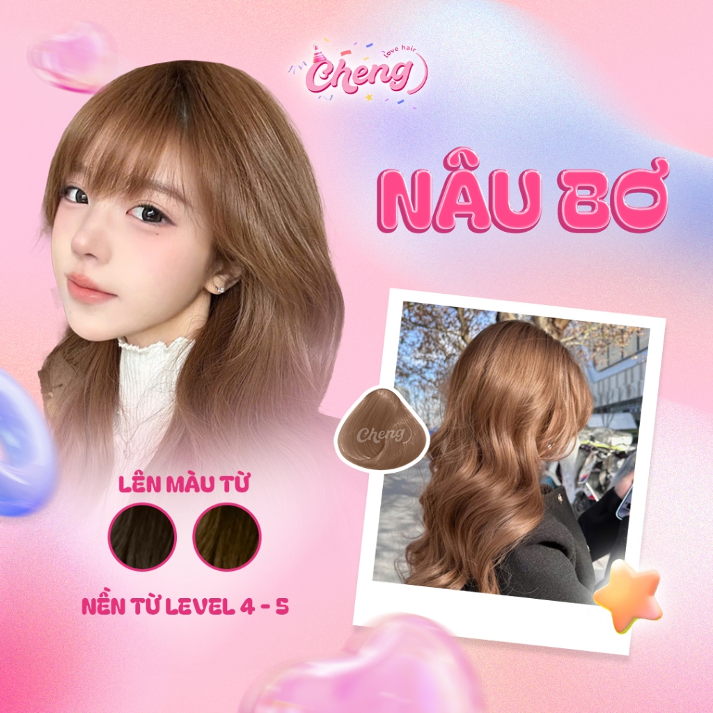 Thuốc Nhuộm Tóc Màu NÂU CARAMEL - NÂU BƠ Không Tẩy | Chenglovehair, Chenglovehairs