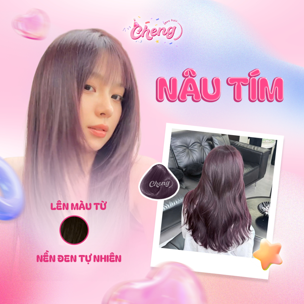 Thuốc Nhuộm Tóc Màu NÂU TÍM Không Tẩy | Chenglovehair, Chenglovehairs