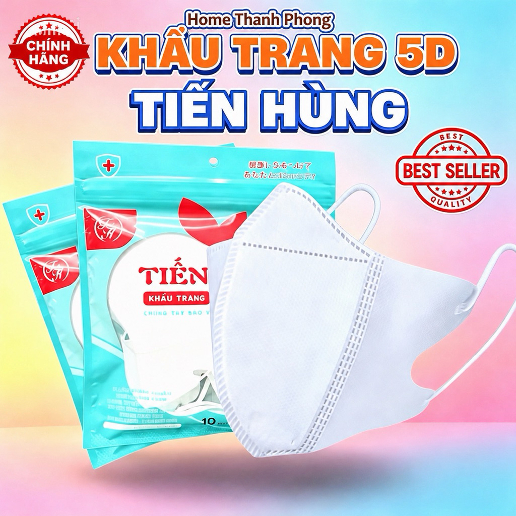 Thùng 500 Cái Khẩu Trang 5D Tiến Hùng Cao Cấp | Form Hàn Quốc | Thoáng Khí Không Bí | Mask 5D Ôm Mặt