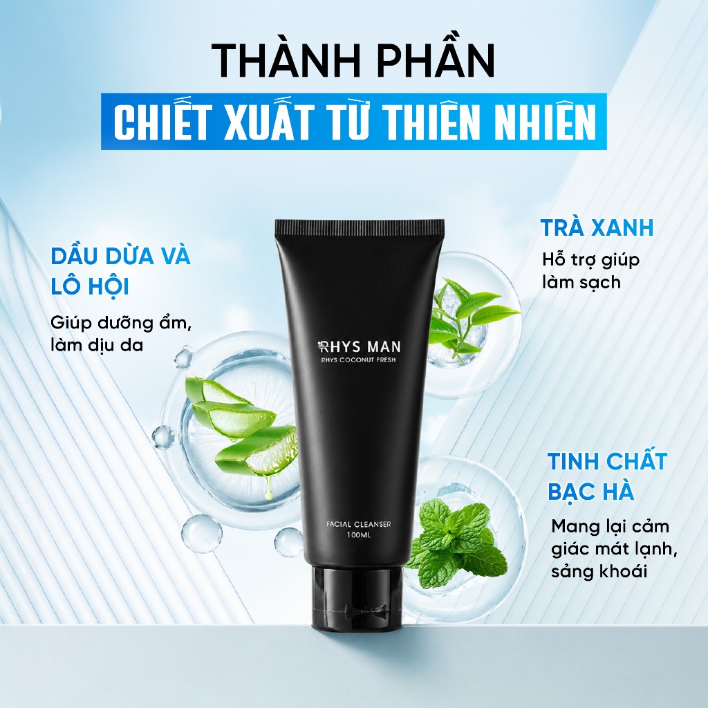Combo Sữa tắm gội nam 3in1 350ml & Sữa rửa mặt 100ml & Dung dịch vệ sinh 120ml & Nước hoa 10ml Rhys Man - Combo Nam Tính