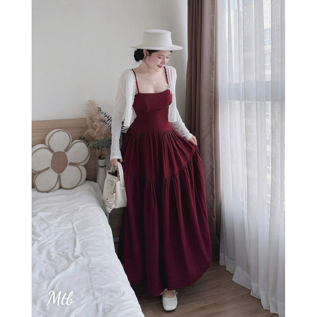 Đầm Maxi 2S Nhún Ngực Đan Dây Váy Maxi Đi Biển Dáng Tiểu Thư Nhẹ Nhàng