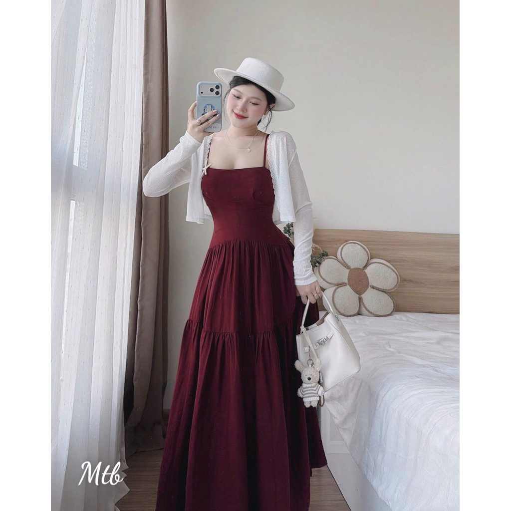 Đầm Maxi 2S Nhún Ngực Đan Dây Váy Maxi Đi Biển Dáng Tiểu Thư Nhẹ Nhàng