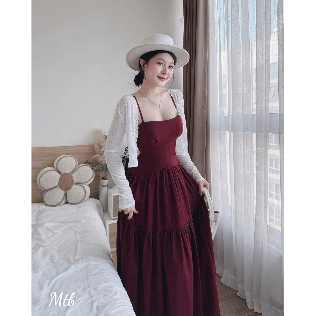 Đầm Maxi 2S Nhún Ngực Đan Dây Váy Maxi Đi Biển Dáng Tiểu Thư Nhẹ Nhàng