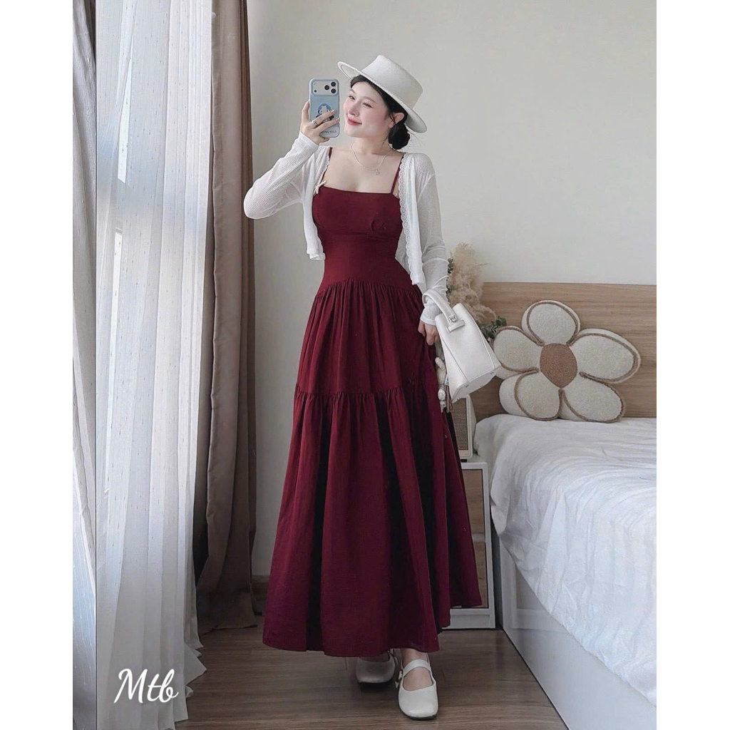 Đầm Maxi 2S Nhún Ngực Đan Dây Váy Maxi Đi Biển Dáng Tiểu Thư Nhẹ Nhàng
