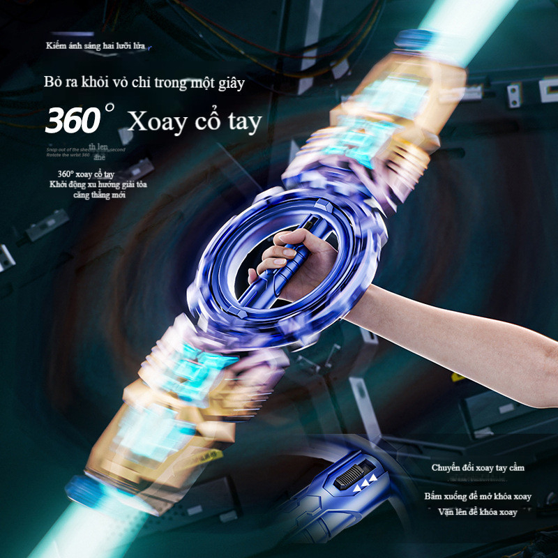 Kiếm ánh sáng LED xoay 360 độ Âm thanh chiến đấu vui nhộn phù hợp cho nhiều kiểu chơi.