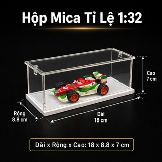 [1 HỘP LẺ] Hộp Mica Trưng Bày Xe Mô Hình Tỉ Lệ 1:64 1:32 1:24 1:18 Tủ Mica Trong Suốt Dày Cao Cấp Đẹp Chống Bụi Bày Oto