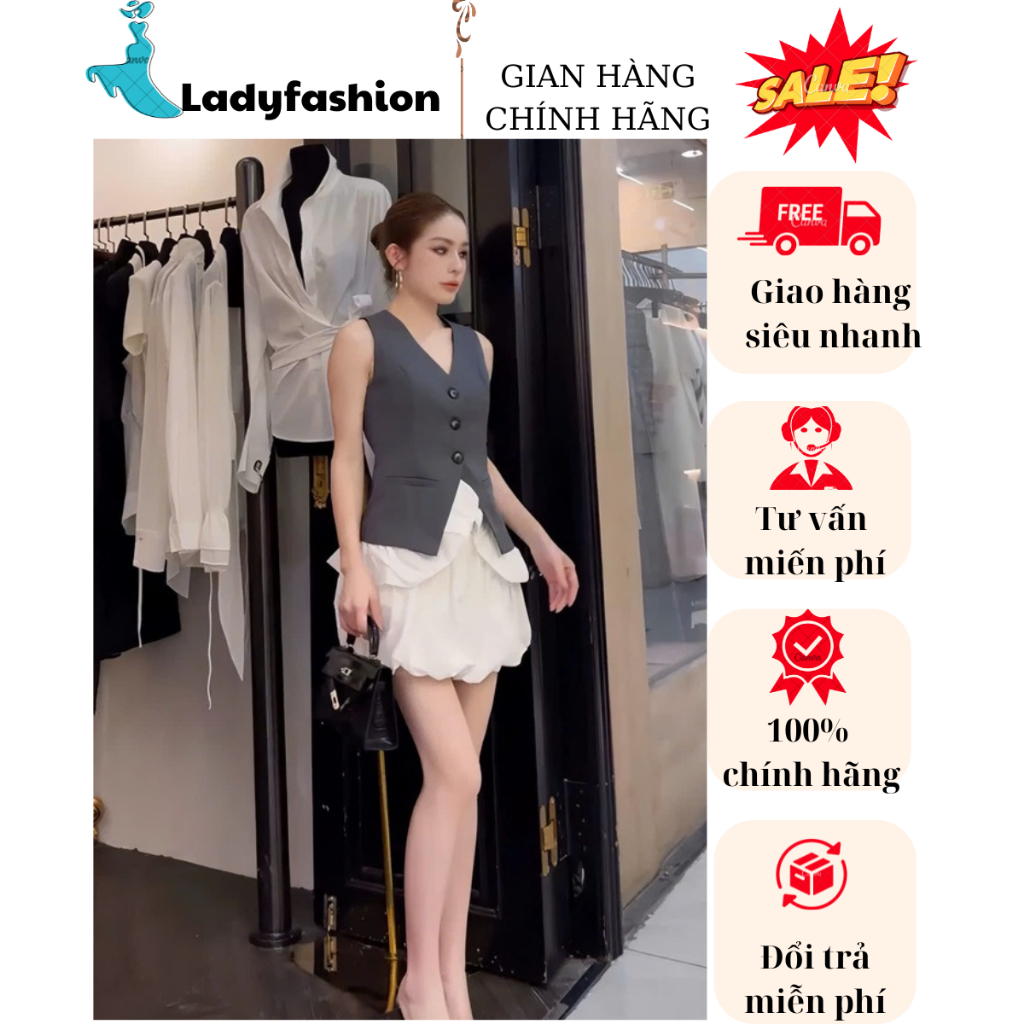 Set Áo Gile Xám  Mix Chân Váy Trắng Bồng Xinh Thanh Lịch Hàn Quốc Xinh Xắn Chuẩn Style