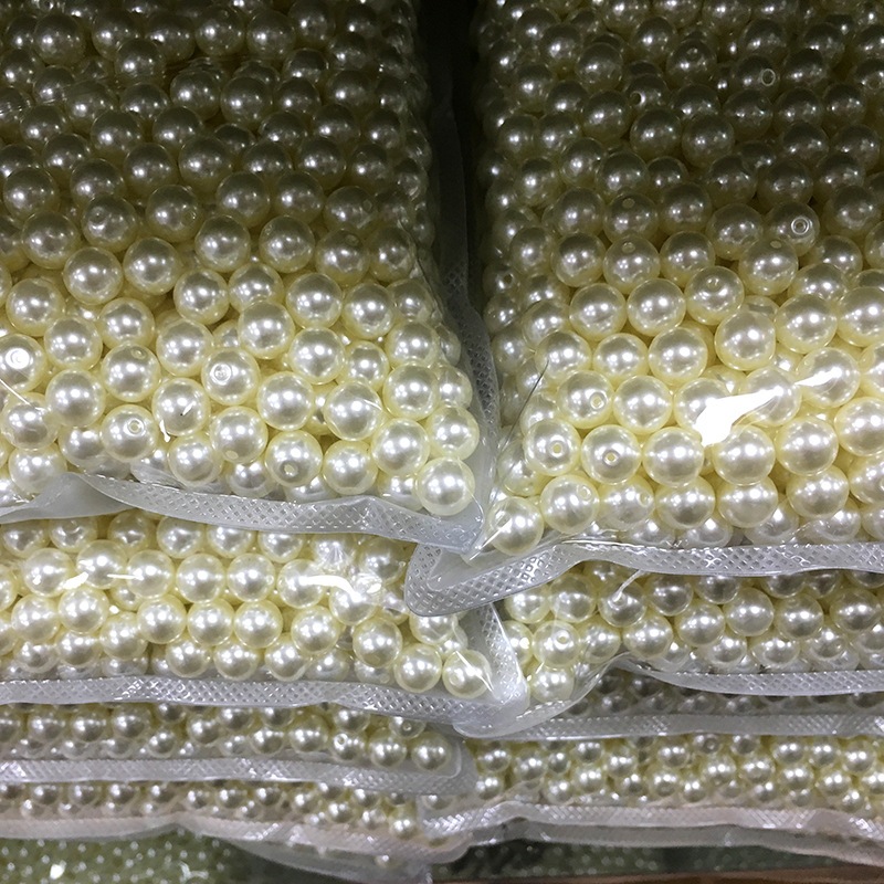 Combo 100g Hạt Ngọc Trai Giả Ngọc Trai Nhựa Abs Viên Tròn Có Lỗ Xâu Phụ Kiện Trang Trí Size 8mm Và 10mm DUHA 028