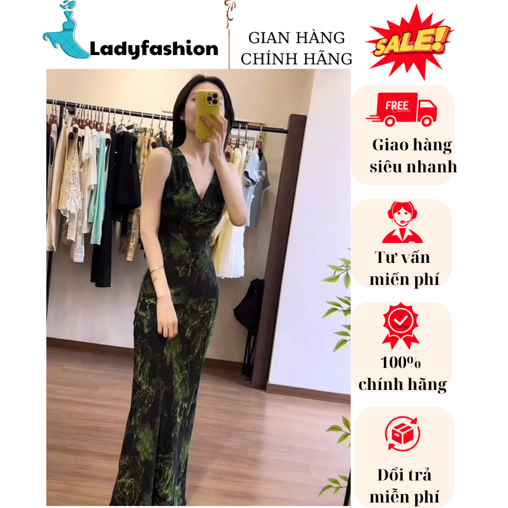 Váy Maxi Ôm Body Cổ Tim Họa Tiết Xanh Đen Sang Chảnh , Đầm Dài Dáng Suông Tôn Dáng Thanh Lịch New 2026
