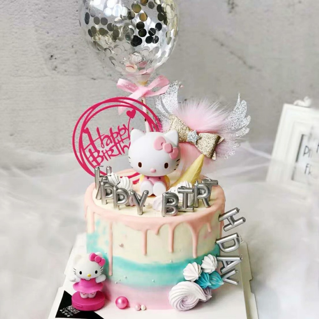 COMBO 10 MÈO HELLO KITTY đáng yêu trang trí bánh kem, bánh sinh nhật cho bé, mèo trang trí đẹp DUHA 039