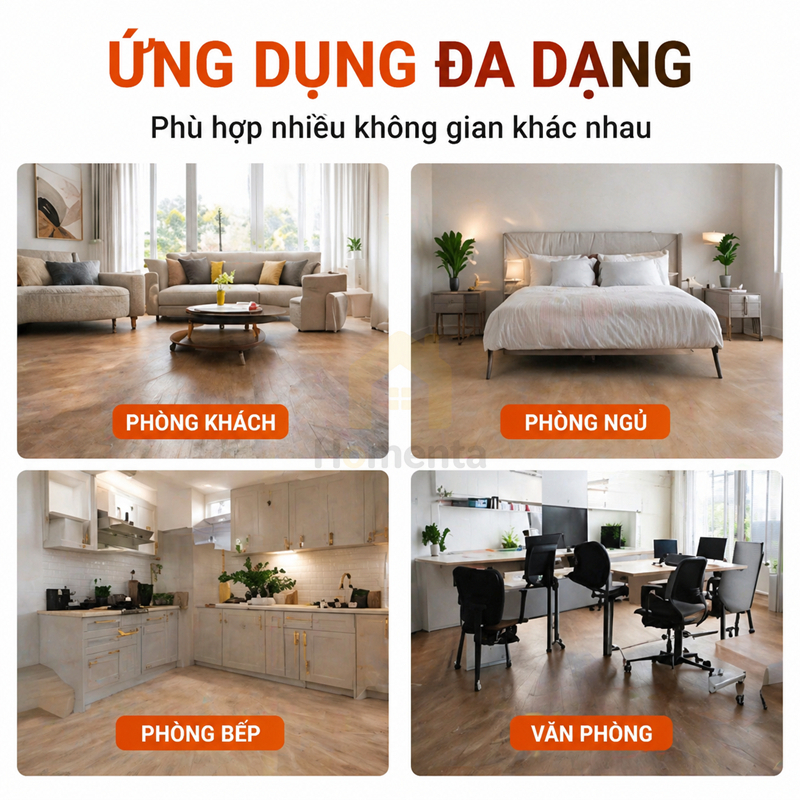Sàn Nhựa Dán Sẵn Vân Gỗ 2mm Chống Nước, Chống Trơn Combo 36 Tấm (5m²) Dễ Thi Công Cho Phòng Khách, N