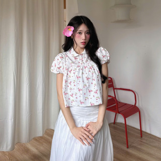 NAVIE - Áo babydoll NINA cổ bèo tay phồng thời trang nữ