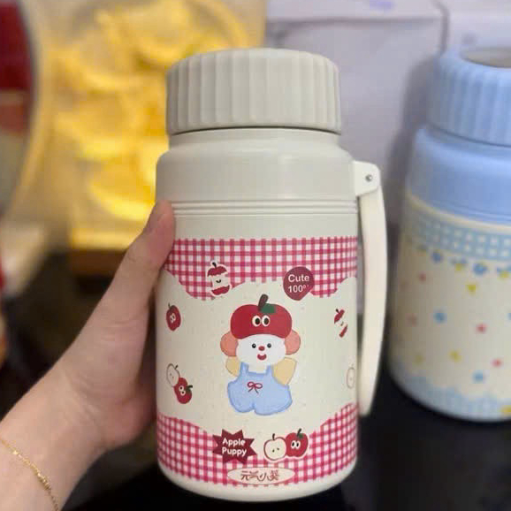 Bình Giữ Nhiệt Lucky Cat 1000ml inox316 Có Lõi Lọc Trà, Quai Sách Tiện Lợi Họa Tiết dễ thương 06 ntt95