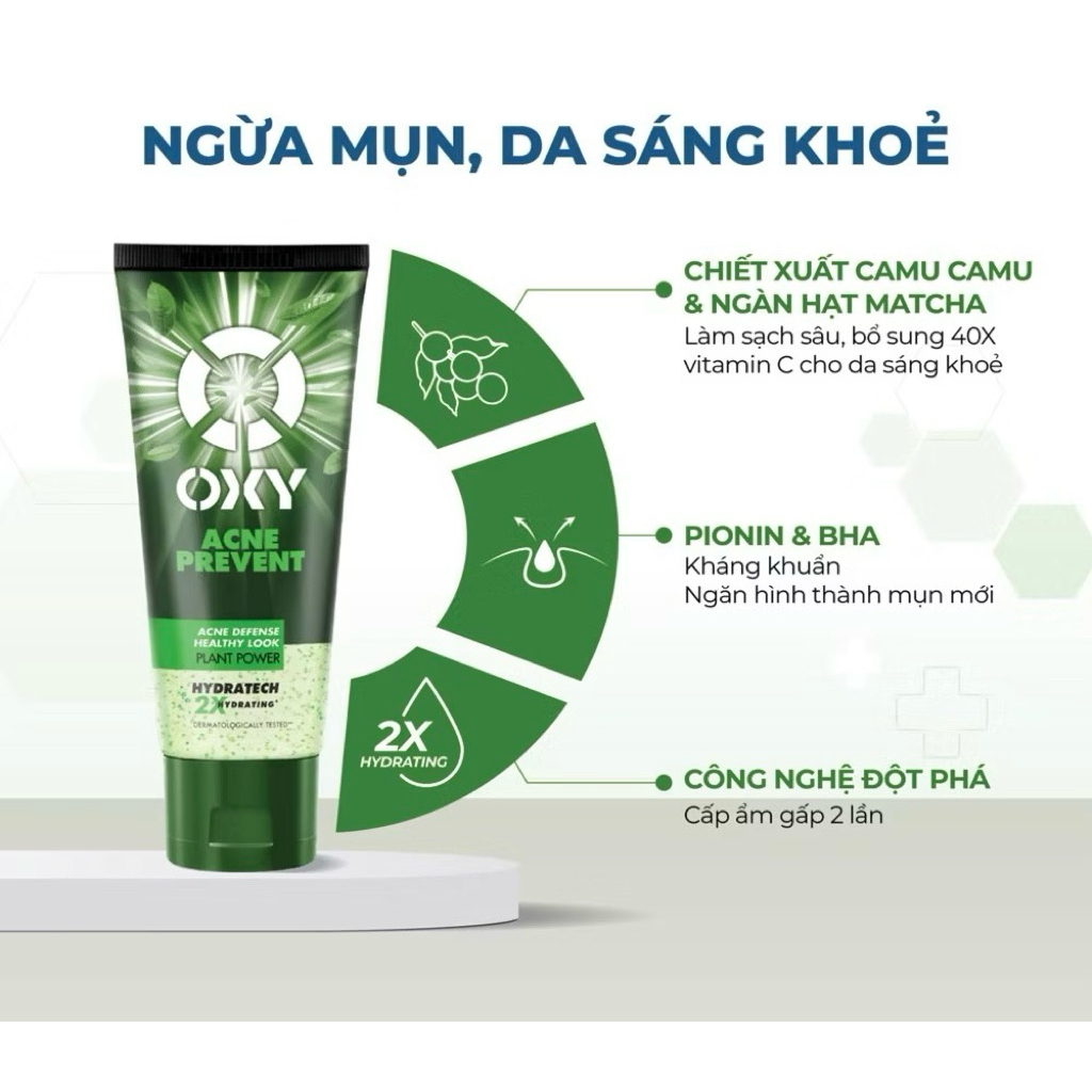 Sữa rửa mặt cho nam Oxy sạch sâu giảm nhờn dạng kem có hạt massage Oxy Deep Wash 100g