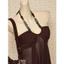 Áo Yếm Nữ Y2K Boho Vintage Nâu – Tank Top Babydoll Dáng Xòe Đính Hạt, Nhún Ngực, Buộc Dây Sexy Đi Biển