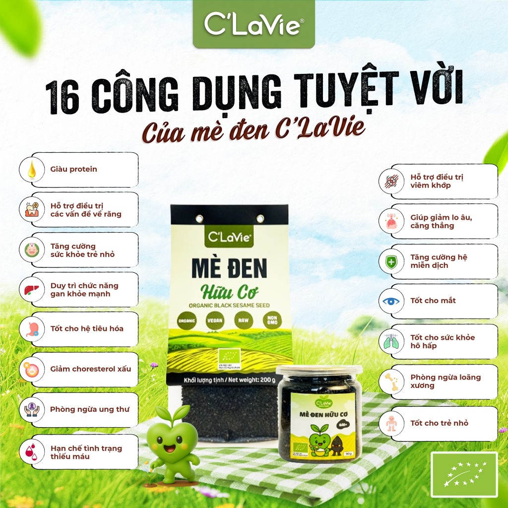 Mè Đen Hữu Cơ C’LaVie [Gói 200g - Hũ 90g]