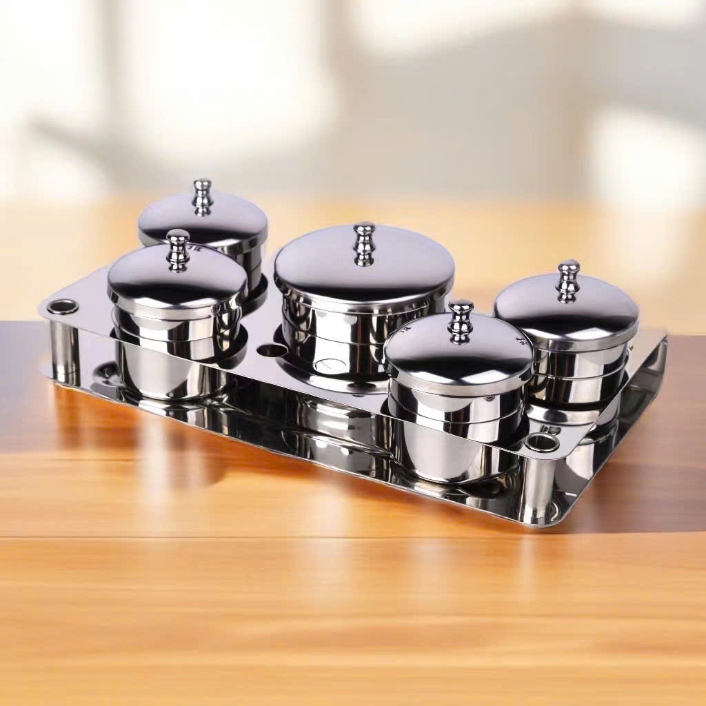 [GIÁ TỐT] Bộ 5 nồi inox đựng lưu huỳnh và bột tiện lợi chuyên dụng làm nail