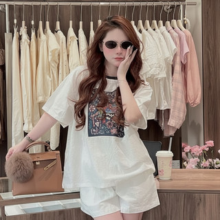 Set đồ nữ mặc nhà form rộng áo thun quần short cotton mềm mát trẻ trung dễ mặc hằng ngày