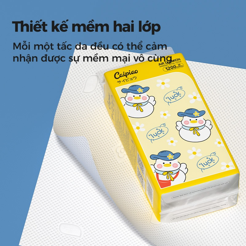 Khăn Giấy Treo Tường Caipiao 1200 Tờ/Bịch | Combo 5 Bịch Giấy Rút 4 Lớp Siêu Dai, Mềm Mịn, Dùng Ướt Không Rách