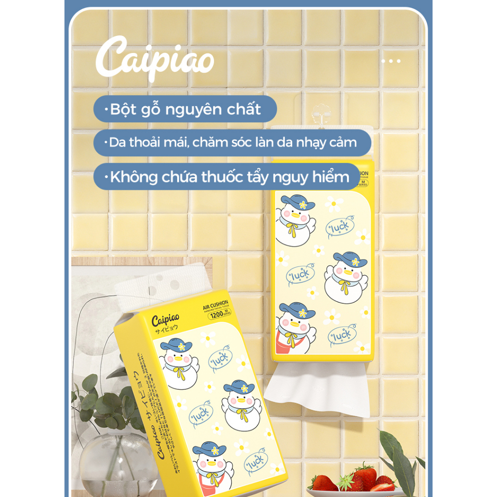 Khăn Giấy Treo Tường Caipiao 1200 Tờ/Bịch | Combo 5 Bịch Giấy Rút 4 Lớp Siêu Dai, Mềm Mịn, Dùng Ướt Không Rách