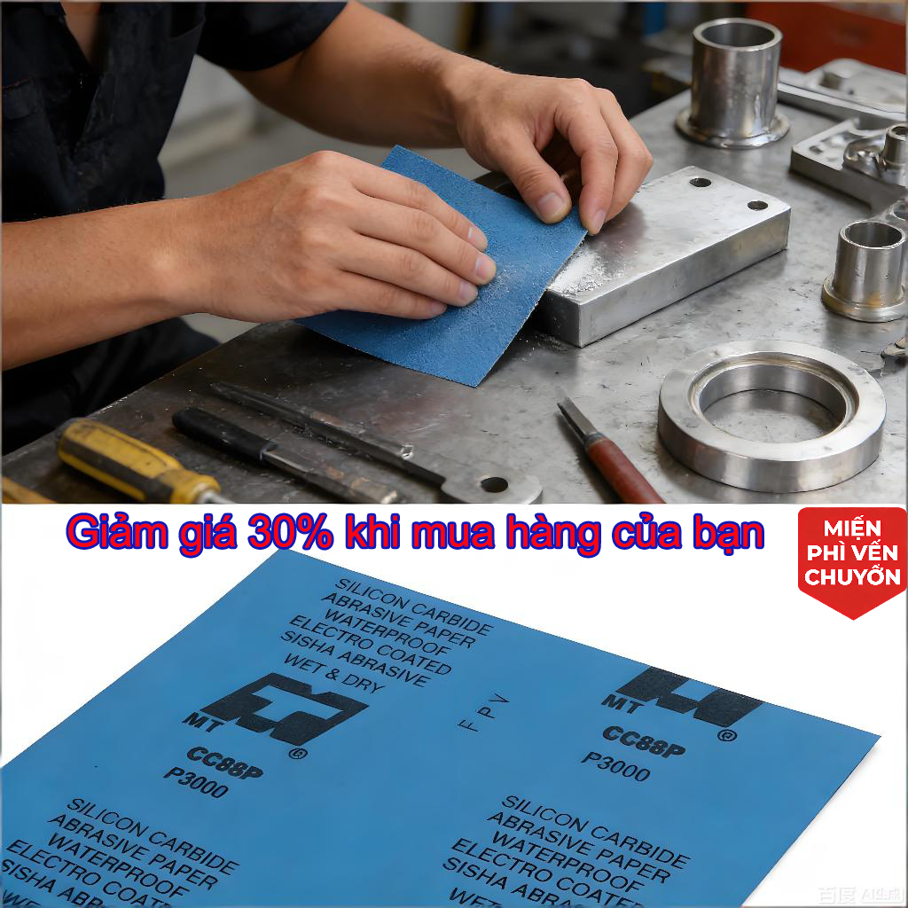 Giấy nhám, mua 5 tặng 5, kích thước từ P240 đến P7000, thích hợp để đánh bóng bề mặt vật liệu.