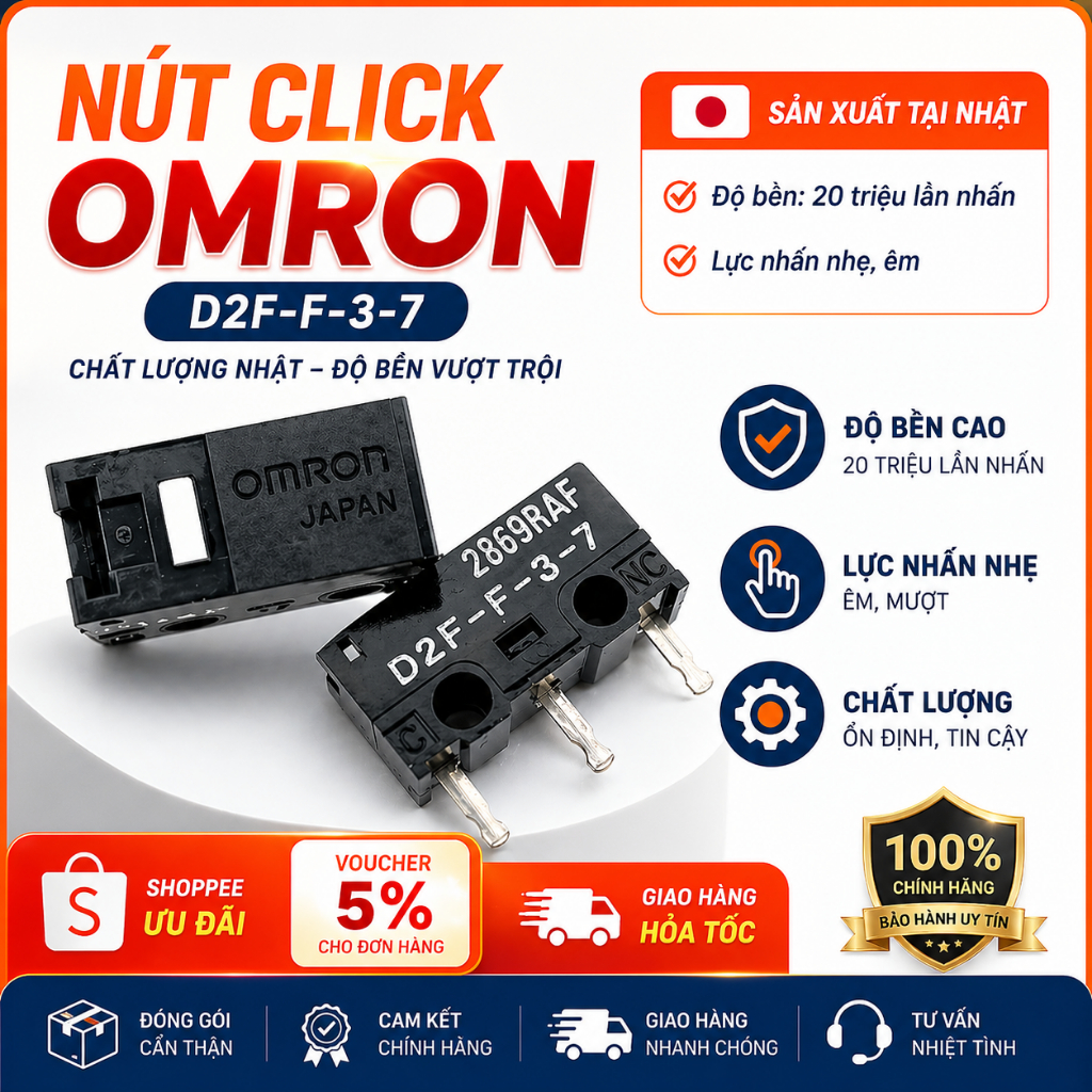 Nút Click chuột Omron Japan D2F-F-3-7 sản xuất tại Nhật - Switch chuột Omron Hàng chính hãng | BigBuy360 - bigbuy360.vn
