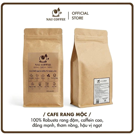 Cà Phê Robusta RANG XAY Nguyên Chất Bảo Lộc Lâm Đồng Rang đậm gu mạnh, pha phin, pha máy, cold brew- Nau Coffee