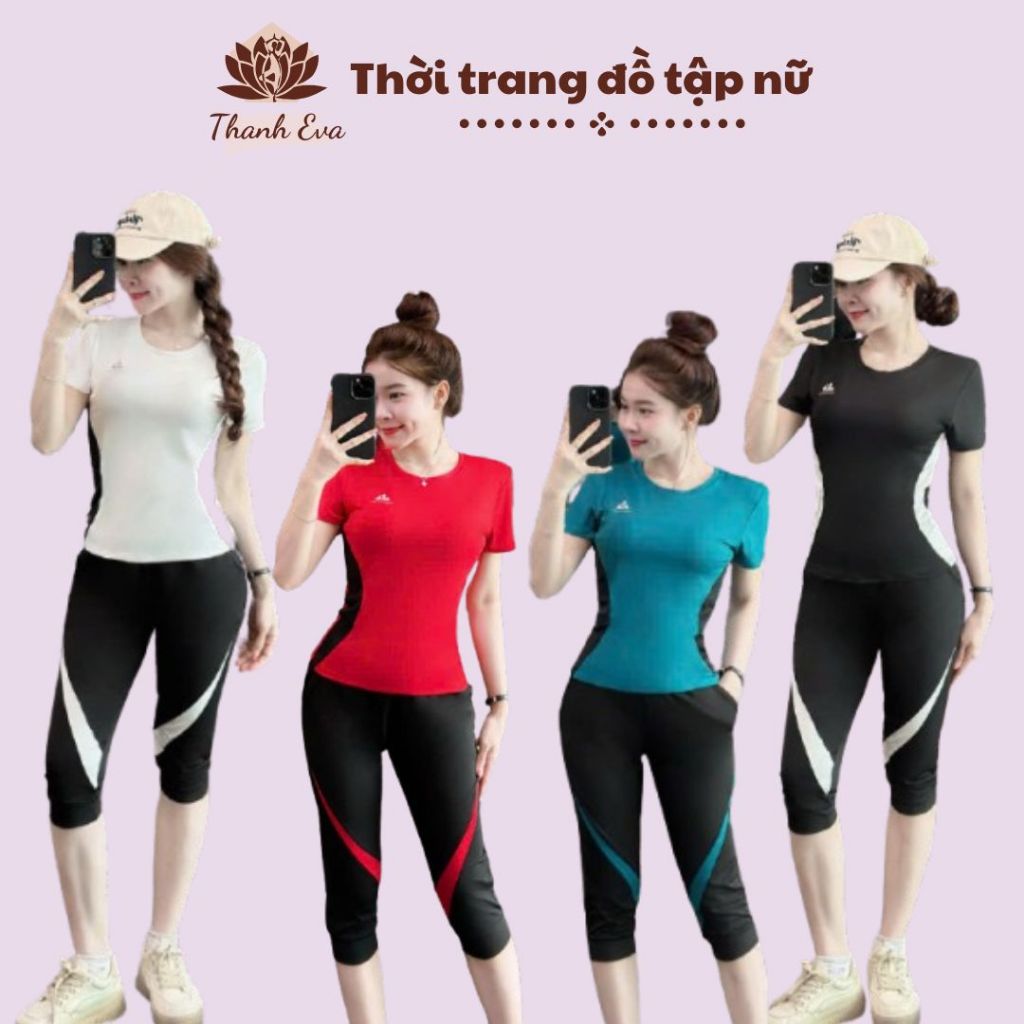 [Siêu sale] Bộ thể thao tập gym, yoga aerobic áo cộc tay quần lửng chất thun lạnh mẫu mới