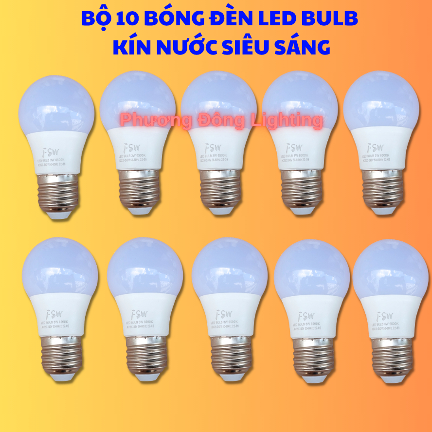 Bộ 10 bóng LED BULB Kín Nước Ngoài Trời - Trắng/Vàng - LOẠI TỐT