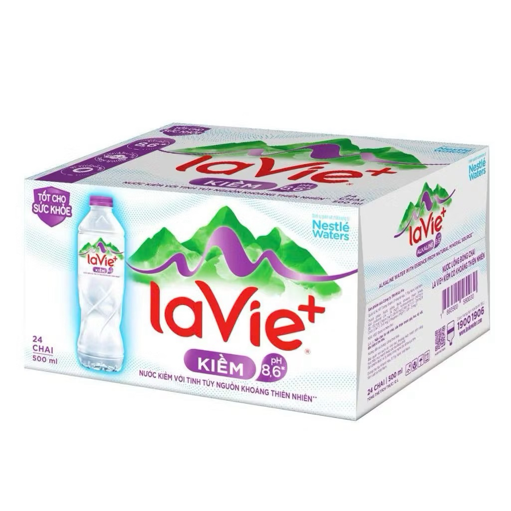 {Chính hãng} Nước khoáng Thiên nhiên La Vie+ Kiềm 500ml (Thùng 24 chai)