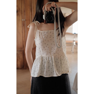 Floral top - Áo dây thắt nơ linen hoa nhí babydoll Ma Vie