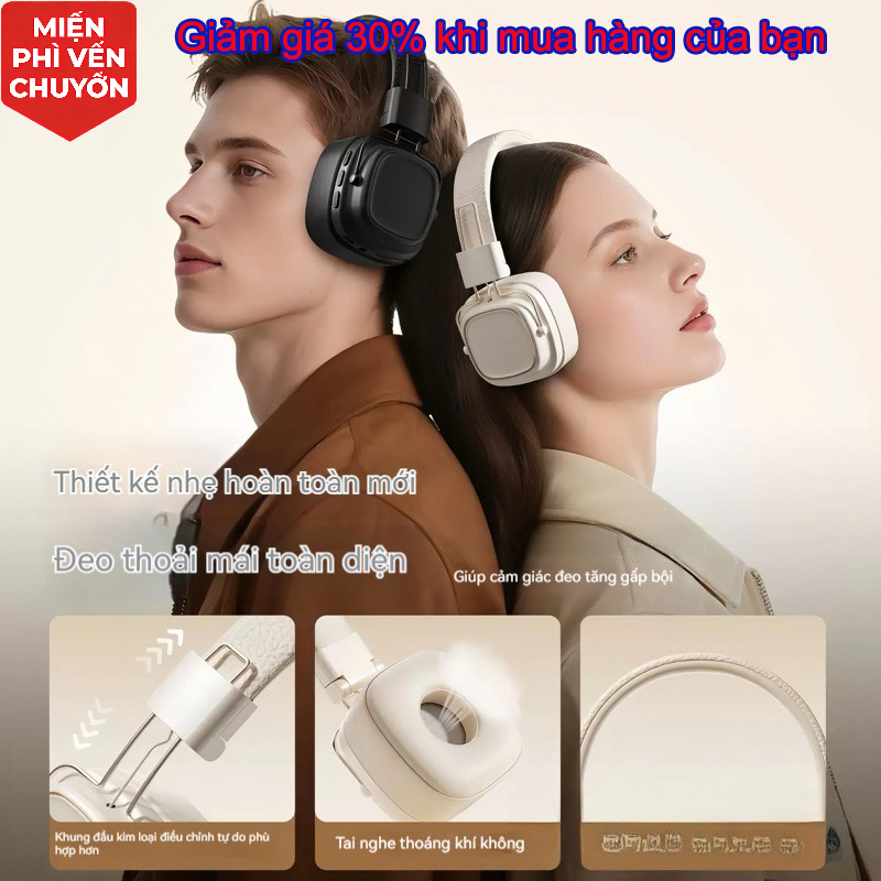 Tai Nghe Bluetooth 5.3 Tai Nghe Không Dây Bass Mạnh LED RGB Micro 12 Giờ Chụp Tai Có Dây