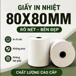 Giấy in nhiệt 80x80mm In rõ nét | Không kẹt giấy | Đủ mét |Giấy in hóa đơn POS cho nhà hàng, cà phê, siêu thị, tạp hoá