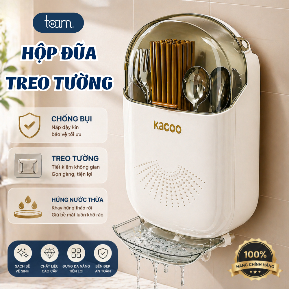 [CHÍNH HÃNG] Hộp đựng đũa muỗng treo tường KACOO thoáng khí ngăn ẩm mốc ...