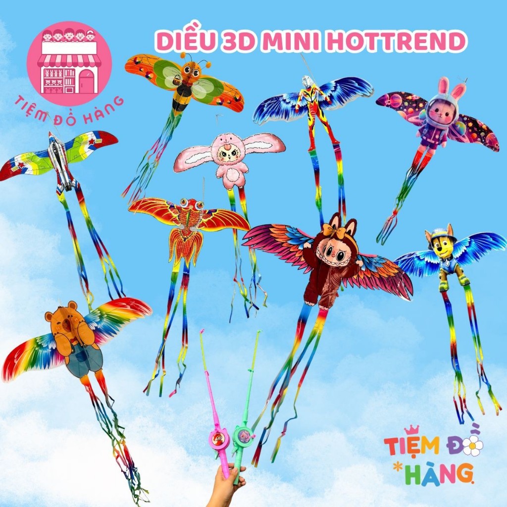 Diều Cần Câu 50cm Họa Tiết Đẹp Sắc Nét, Nhiều Nhân Vật Hoạt Hình Dành Cho Bé