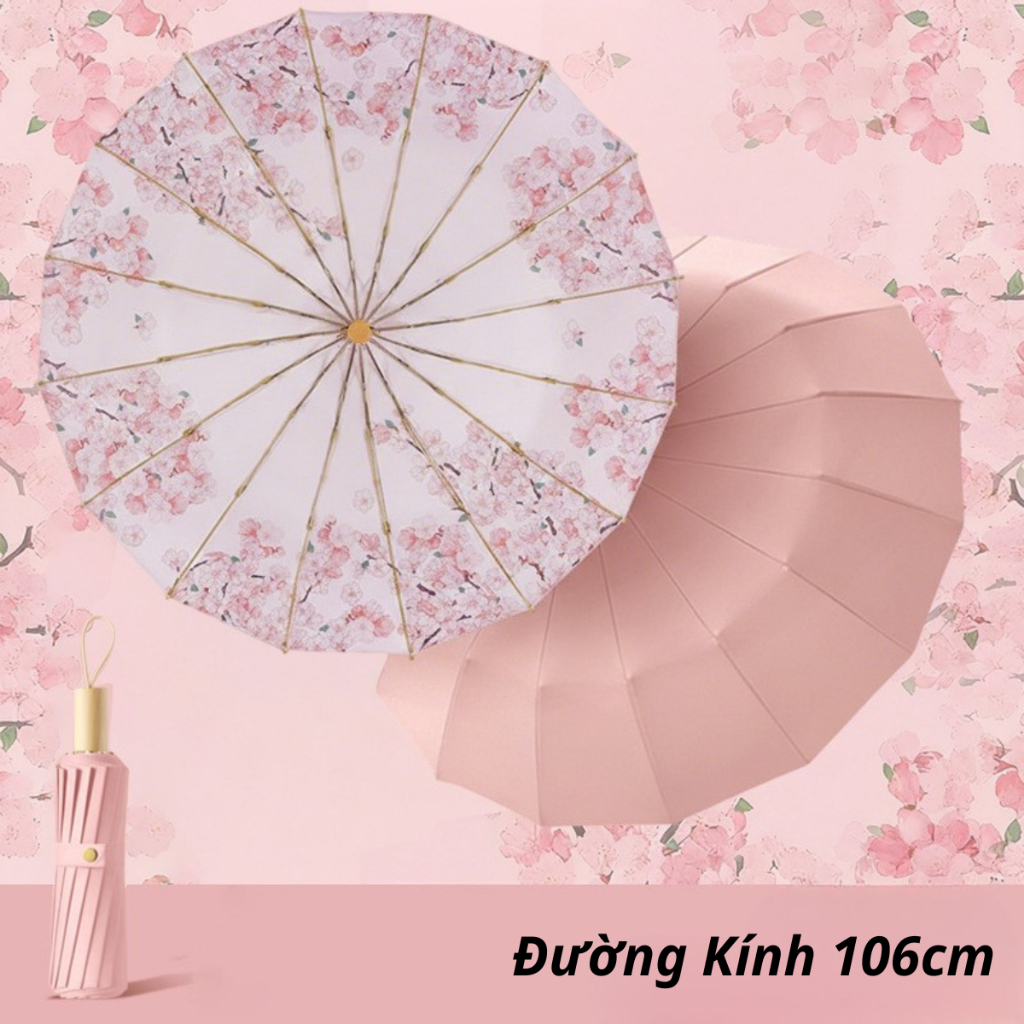 Ô Che Nắng Mưa, Dù Che Nắng Mưa Họa Tiết Hoa, Gấp Gọn, 2 Lớp Vải Chống Tia UV Mẫu Cao Cấp