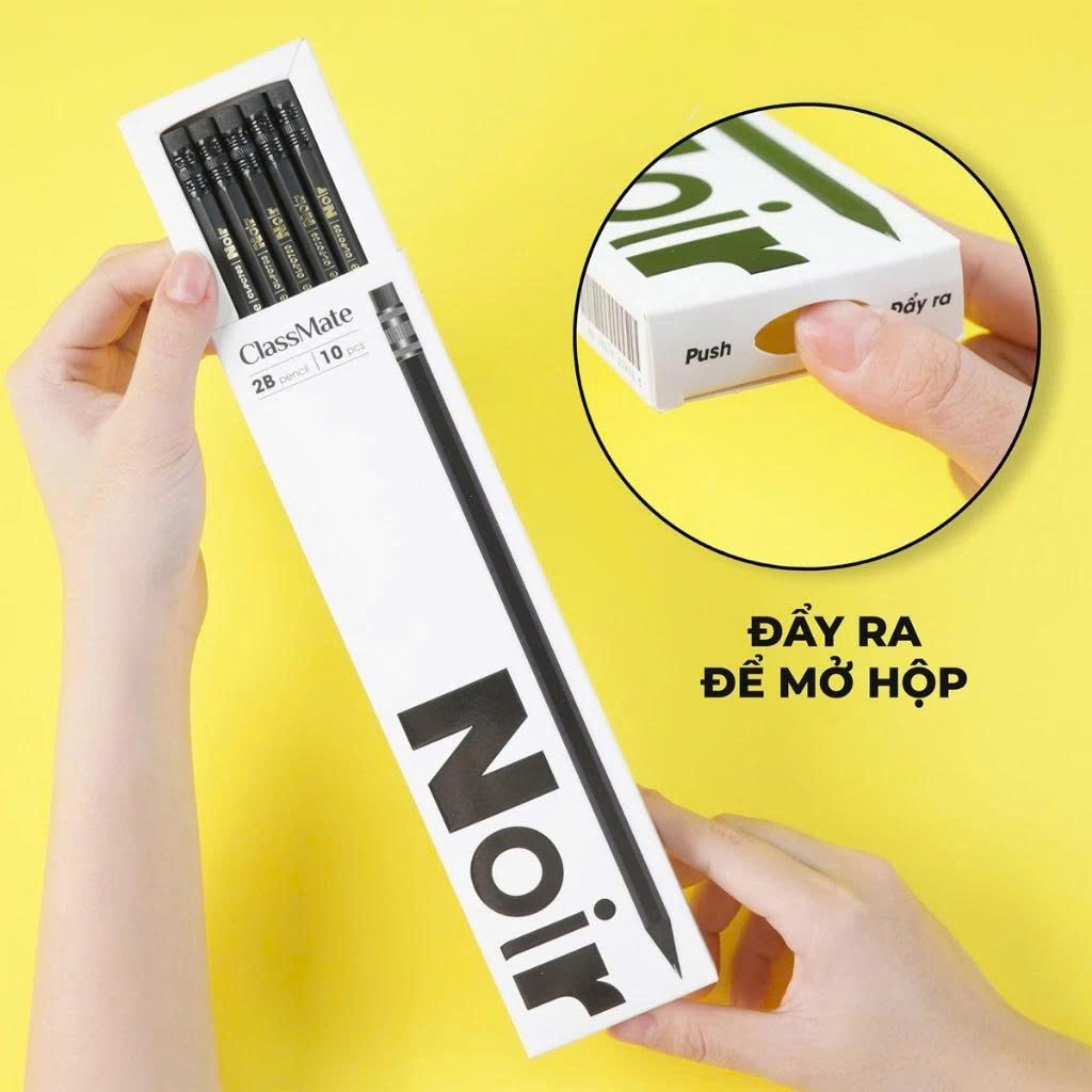 [TẶNG GỌT CHÌ] Hộp 10 Bút Chì Cao Cấp Thân Gỗ Đen Noir, Lõi Chì Đậm Mịn Khó Gãy, Dùng Tô Trắc Nghiệm Vẽ Tranh