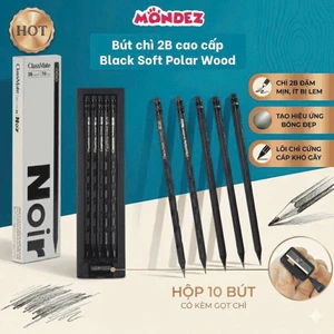 Hộp 10 Bút Chì Cao Cấp Thân Gỗ Đen Noir, Lõi Chì Đậm Mịn Khó Gãy, Dùng Tô Trắc Nghiệm Vẽ Tranh